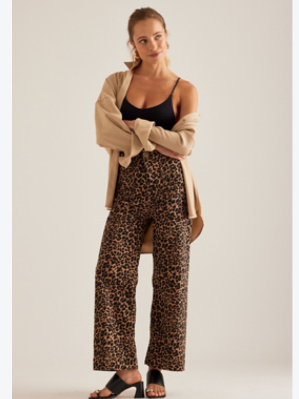Maeve Colette High-Rise Wide-Leg Cropped Jeans in Leopard - Picture 2 of 8